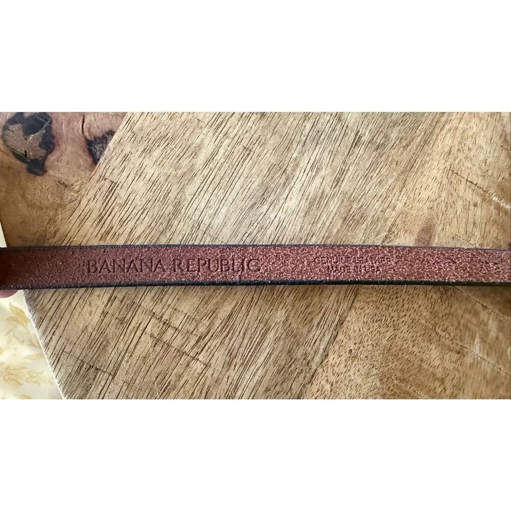 Banana Republic Metallic Leather Skinny Belt Knot Style Pewter Silver